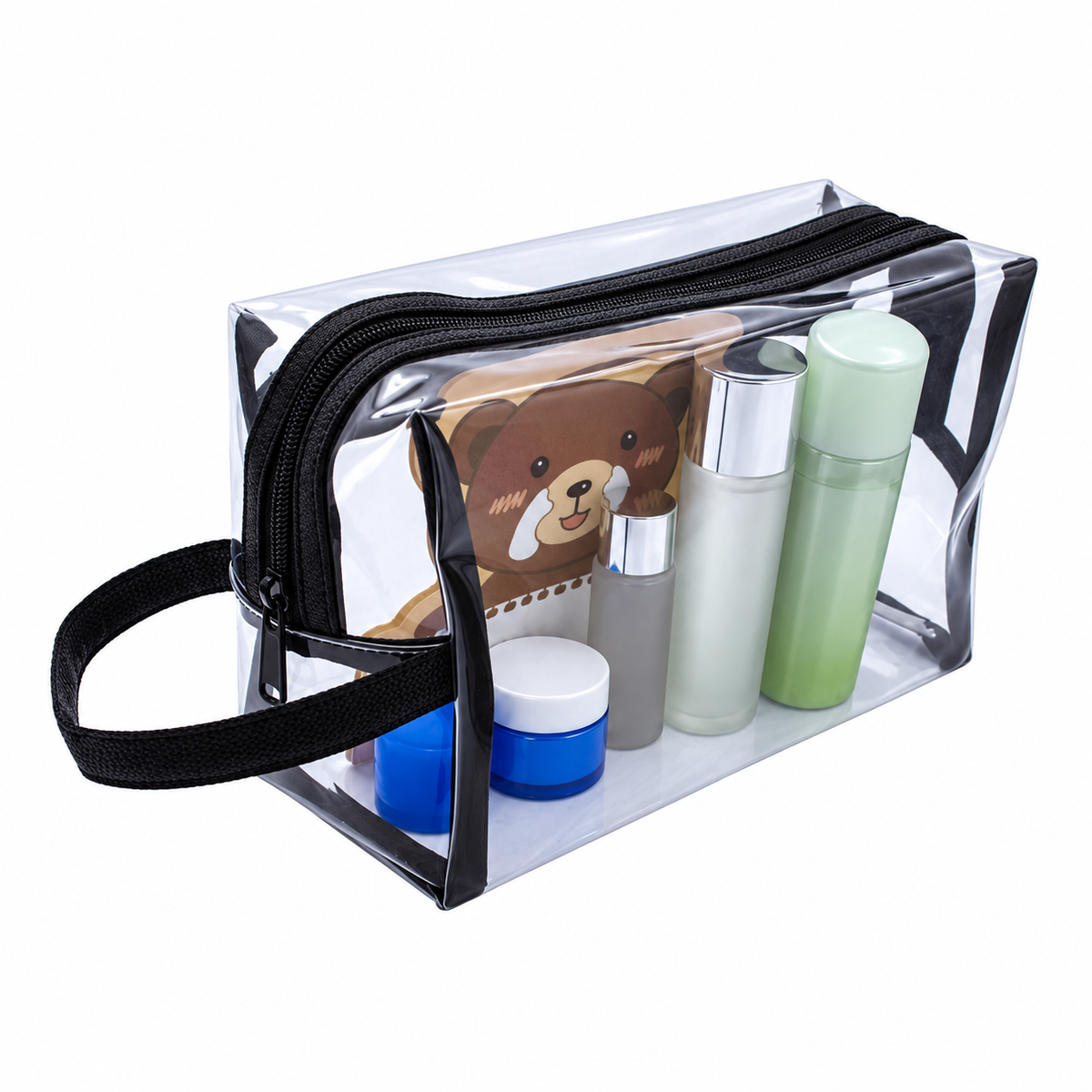 Clear Vinyl & Leatherette Toiletry Organizer