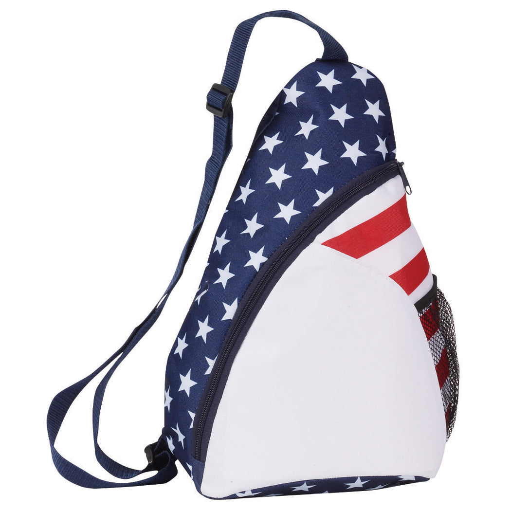 U.S. Flag Print Sling Backpack