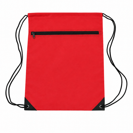 Front-Pocket Zippered Drawstring Bag