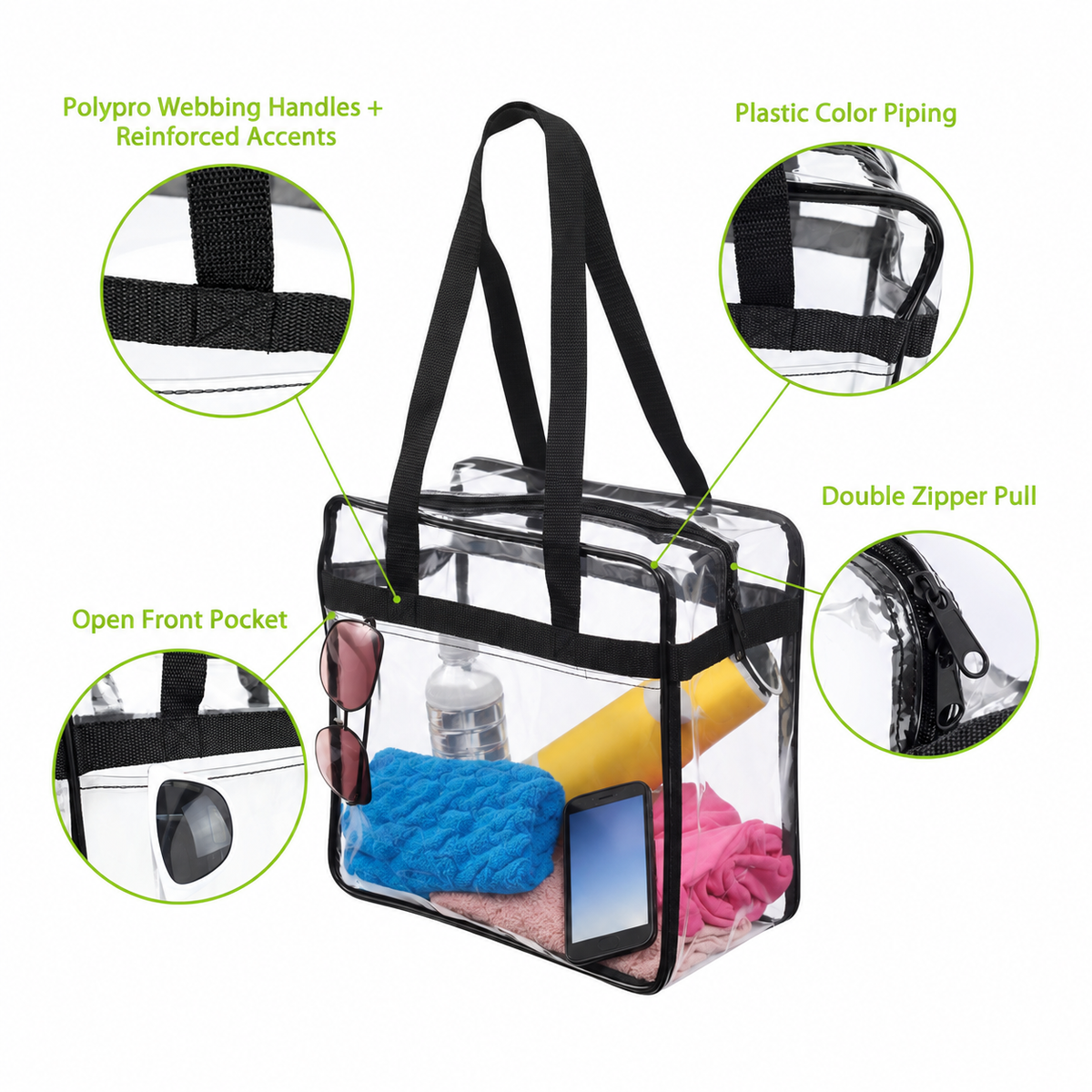 Stadium Clear PVC Zipper Tote Bag