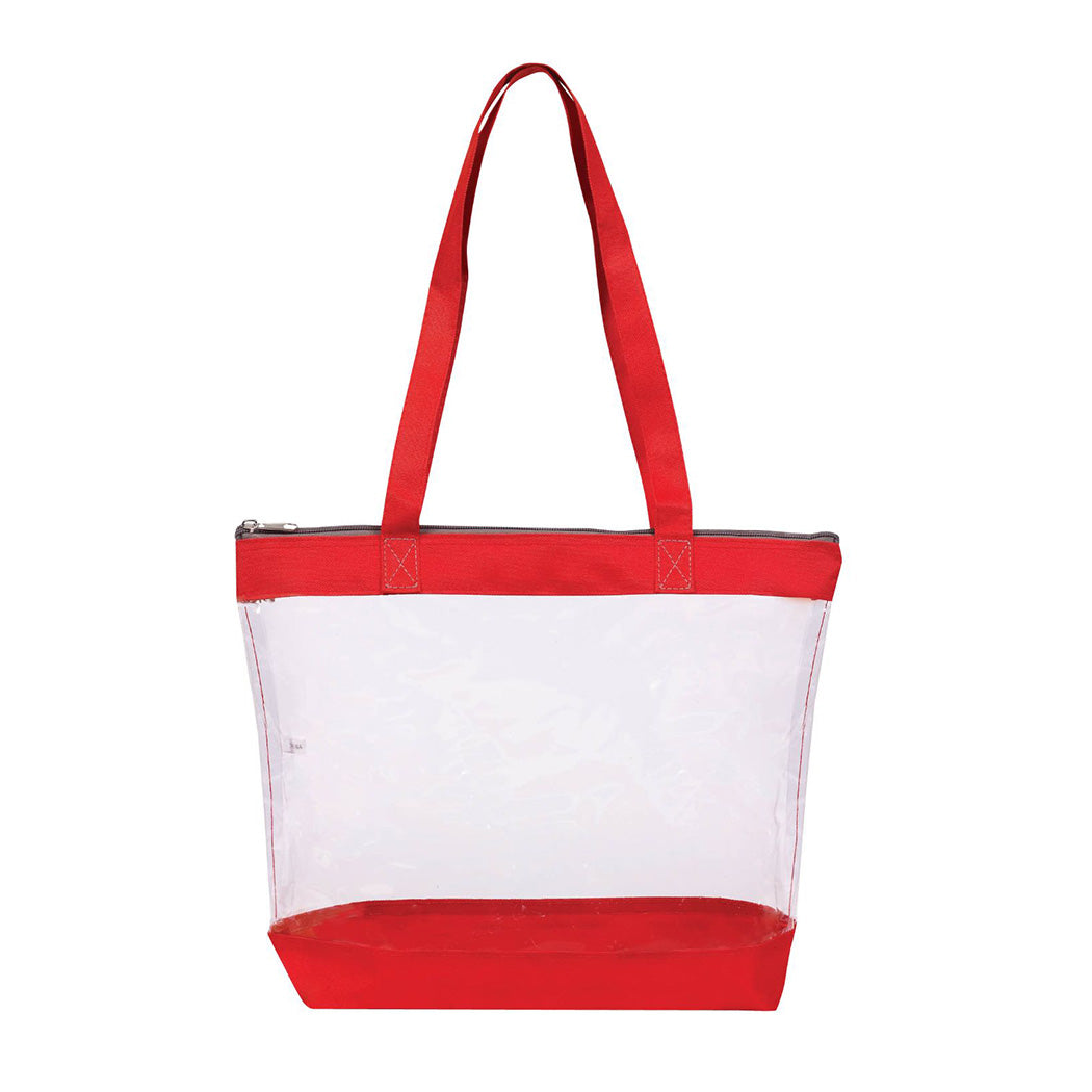 Clear PVC Zipper Tote with Polyester Trim
