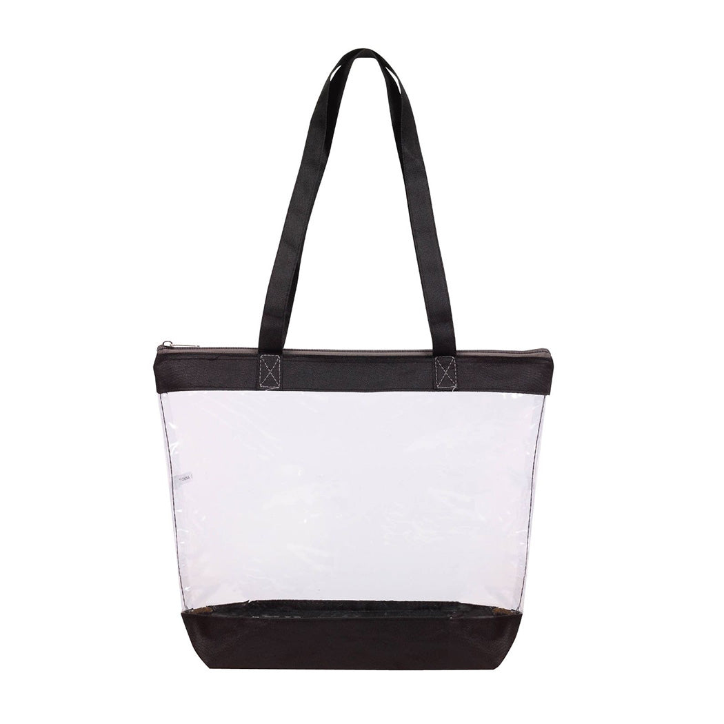 Clear PVC Zipper Tote with Polyester Trim