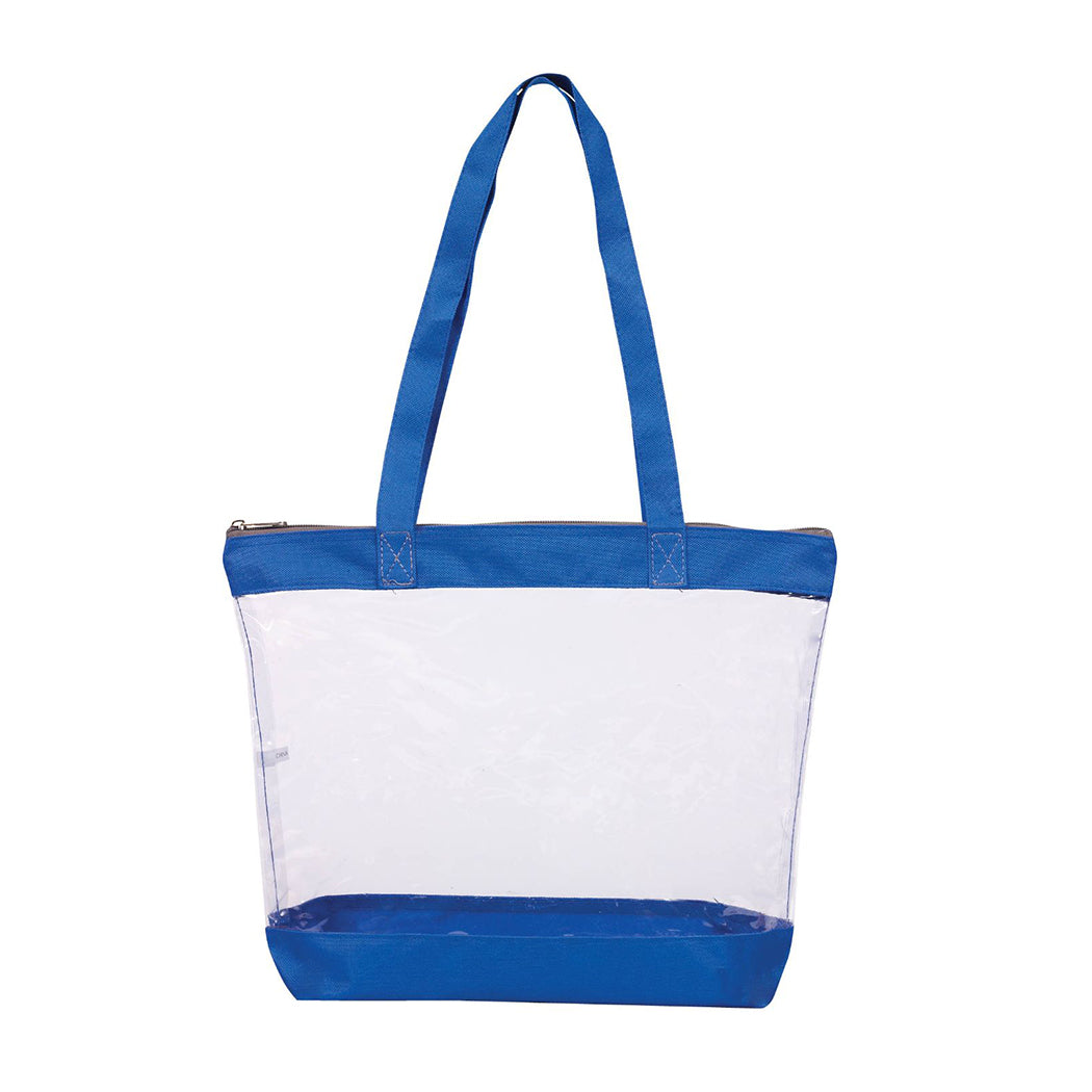 Clear PVC Zipper Tote with Polyester Trim
