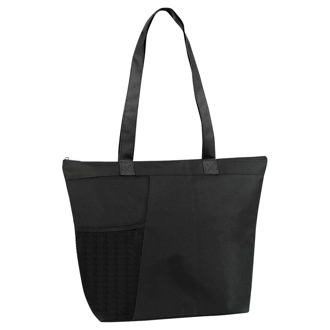 Bottle-Pocket Poly Zipper Tote Bag