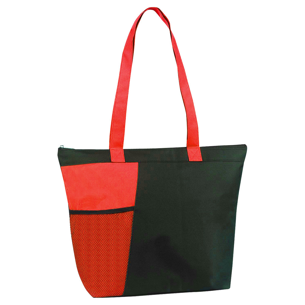 Bottle-Pocket Poly Zipper Tote Bag