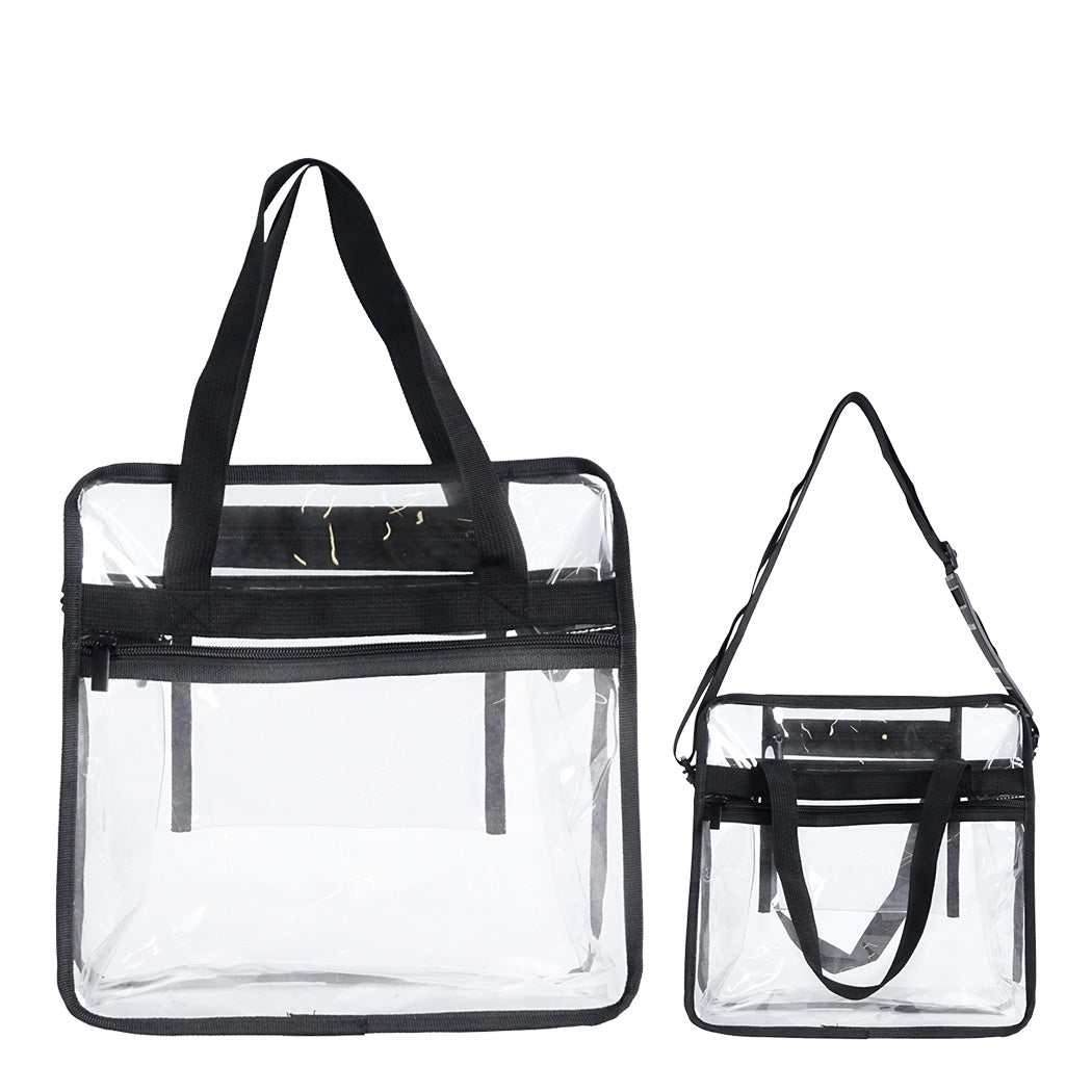 Black-Trim Zippered Tote Bag