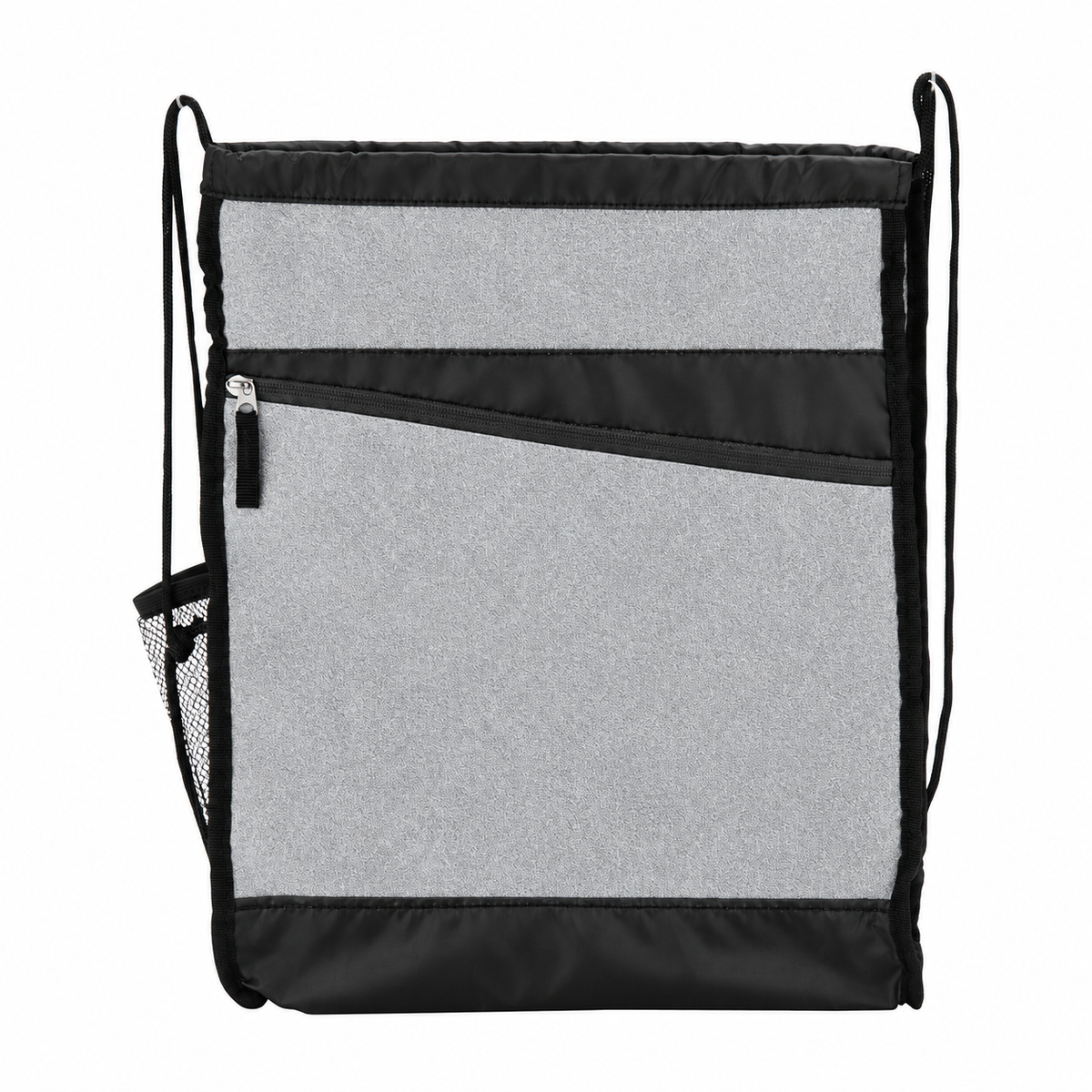 Angled-Pocket Sports Drawstring Bag with Bottle Pocket