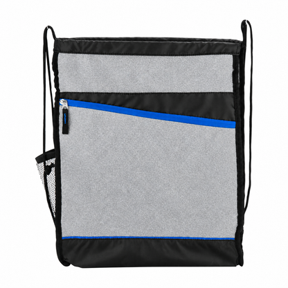 Angled-Pocket Sports Drawstring Bag with Bottle Pocket