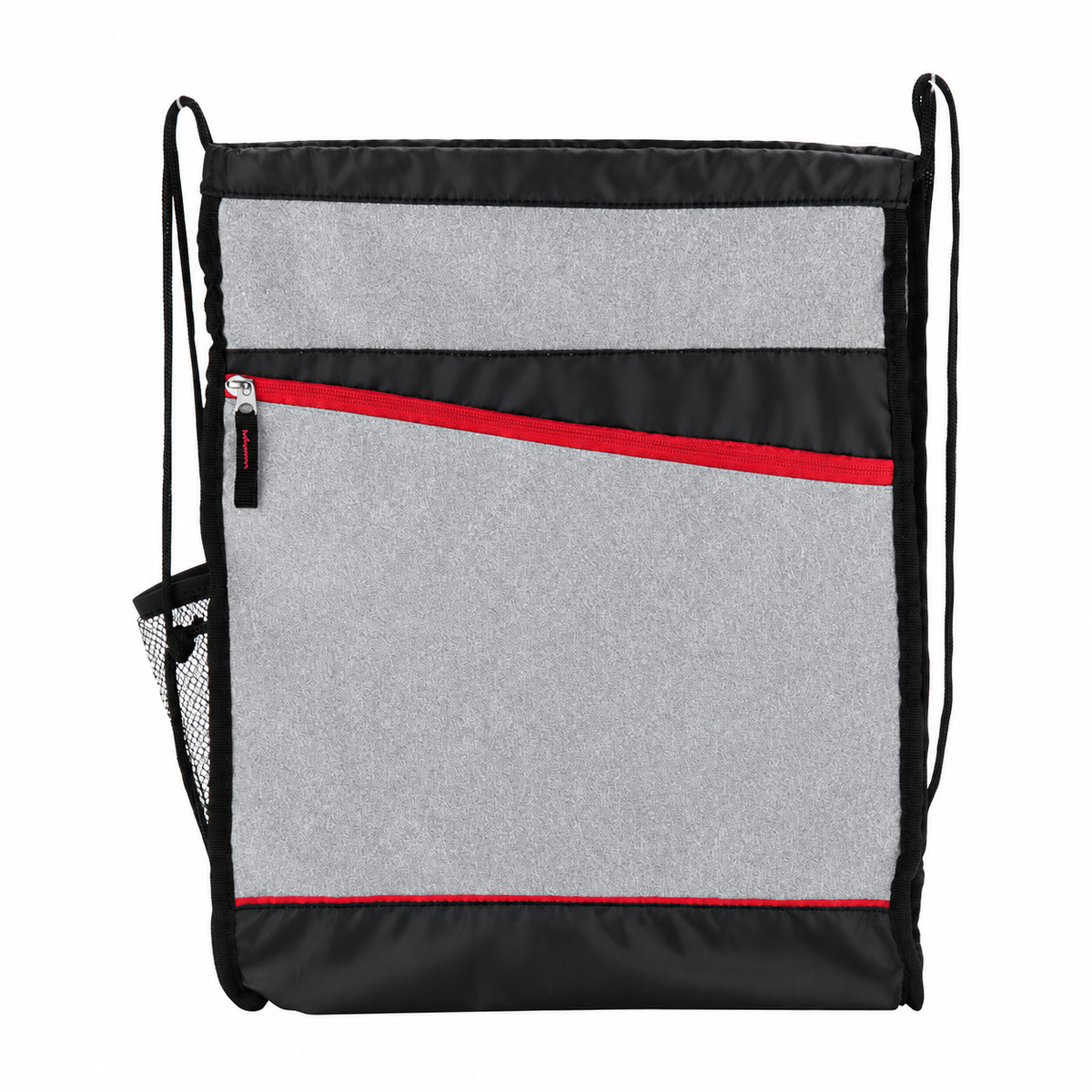 Angled-Pocket Sports Drawstring Bag with Bottle Pocket