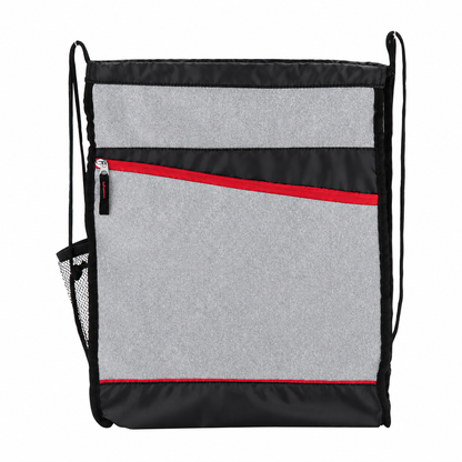 Angled-Pocket Sports Drawstring Bag with Bottle Pocket