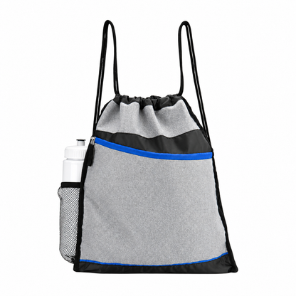 Angled-Pocket Sports Drawstring Bag with Bottle Pocket