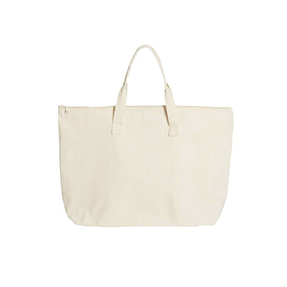 22" Zippered Cotton Canvas Tote Bag