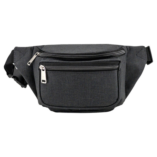 Triple-Zipper Heather Waist Pack with Rear Pocket