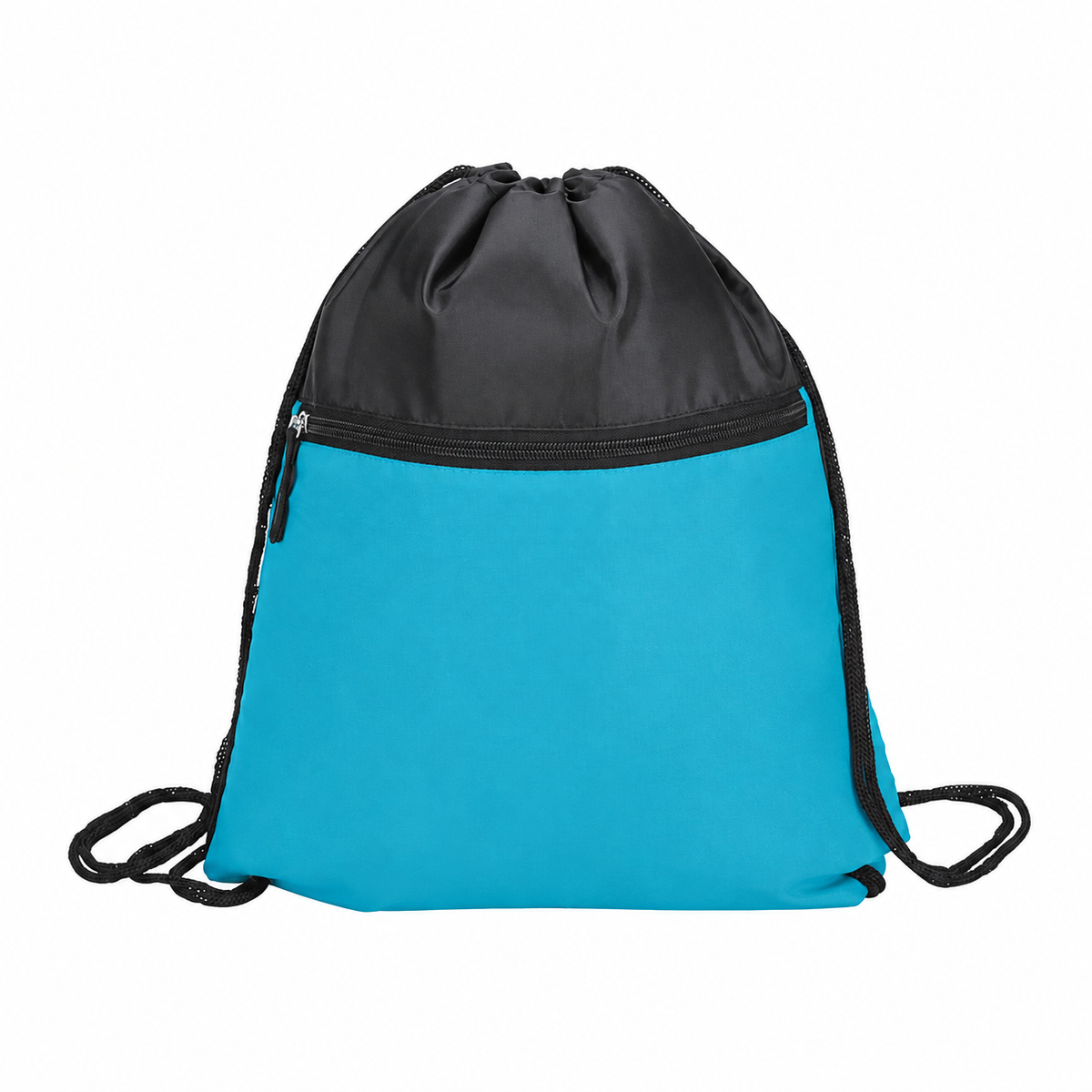 Two-Tone Zippered Drawstring Bag