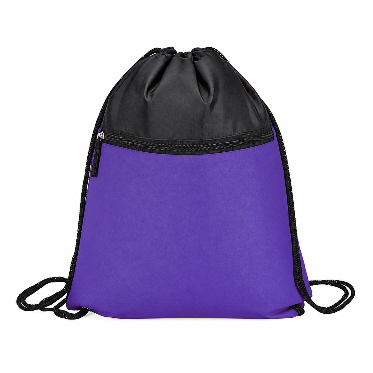 Two-Tone Zippered Drawstring Bag