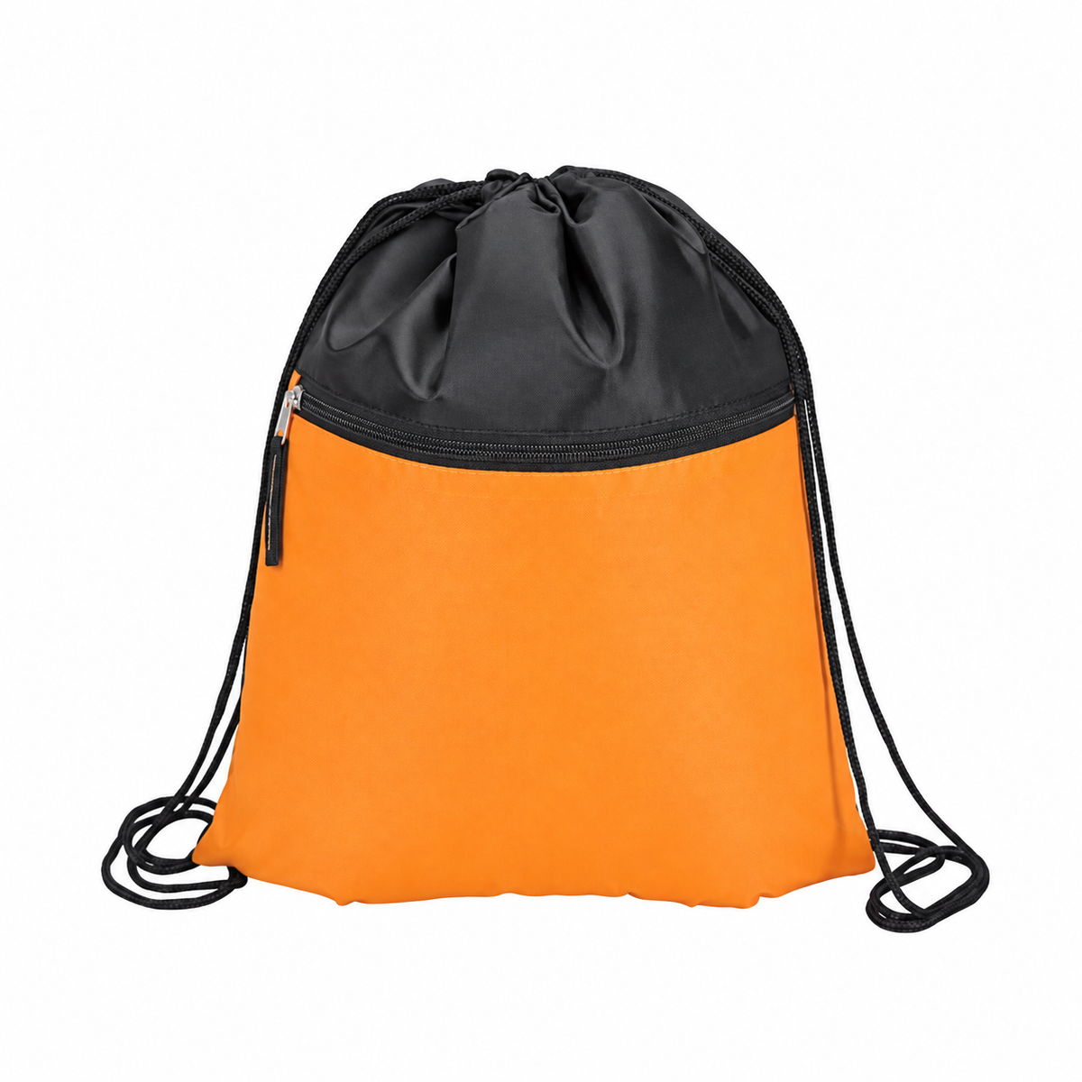 Two-Tone Zippered Drawstring Bag