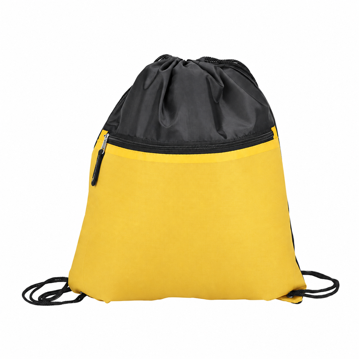 Two-Tone Zippered Drawstring Bag