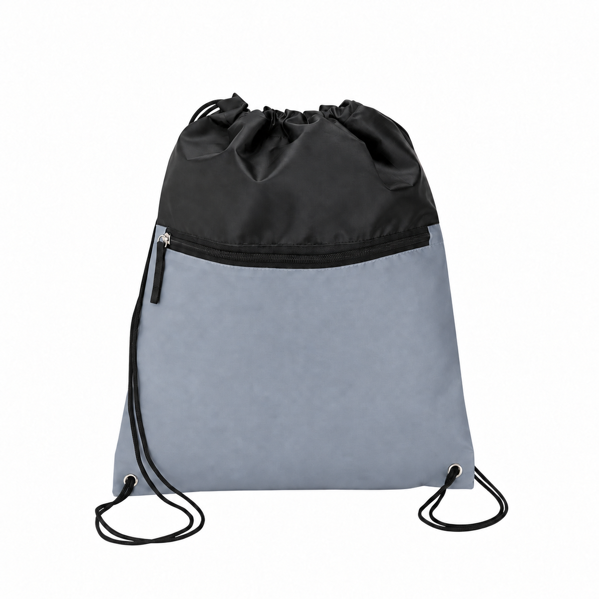 Two-Tone Zippered Drawstring Bag