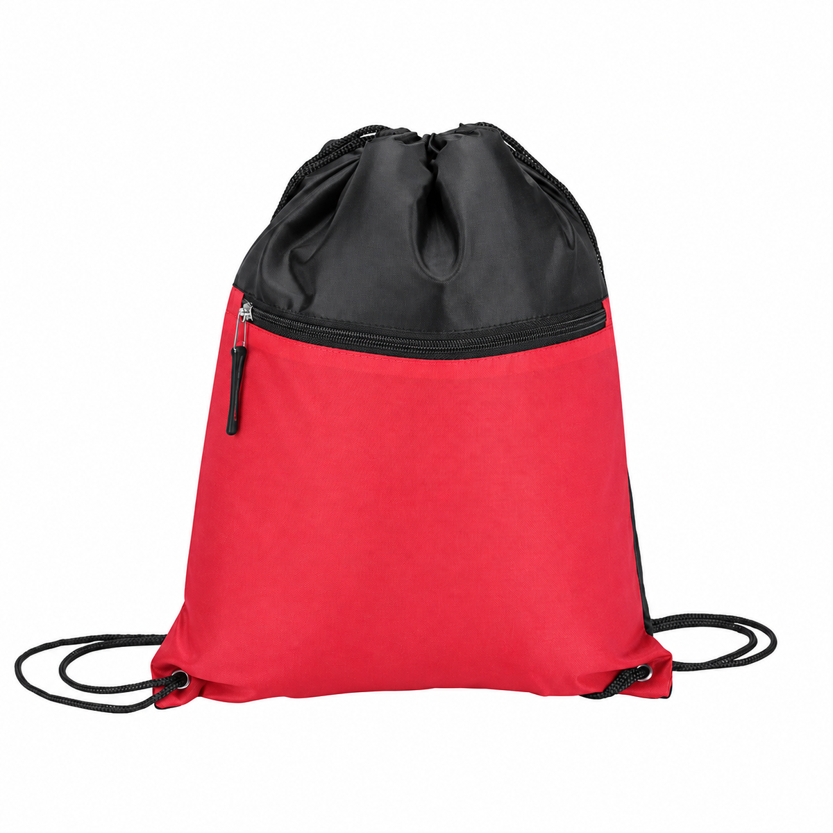Two-Tone Zippered Drawstring Bag