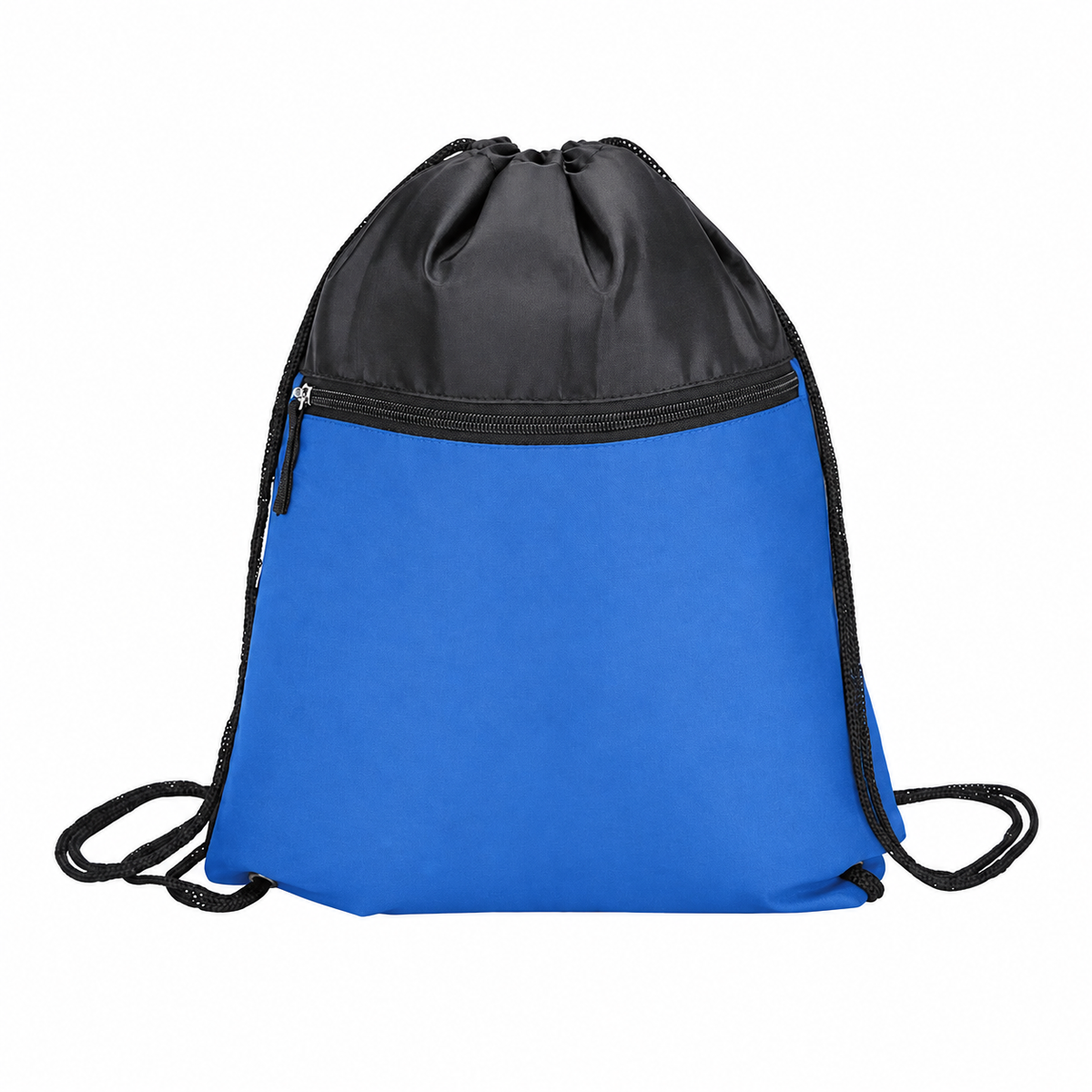 Two-Tone Zippered Drawstring Bag