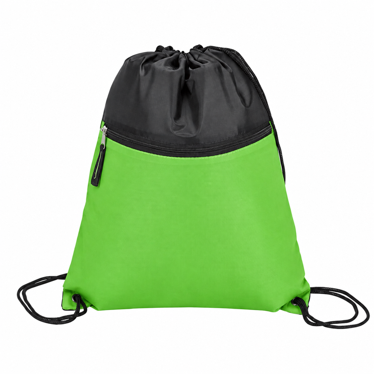 Two-Tone Zippered Drawstring Bag