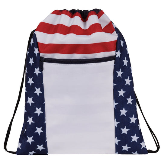 210D Polyester Stars-and-Stripes Drawstring Backpack