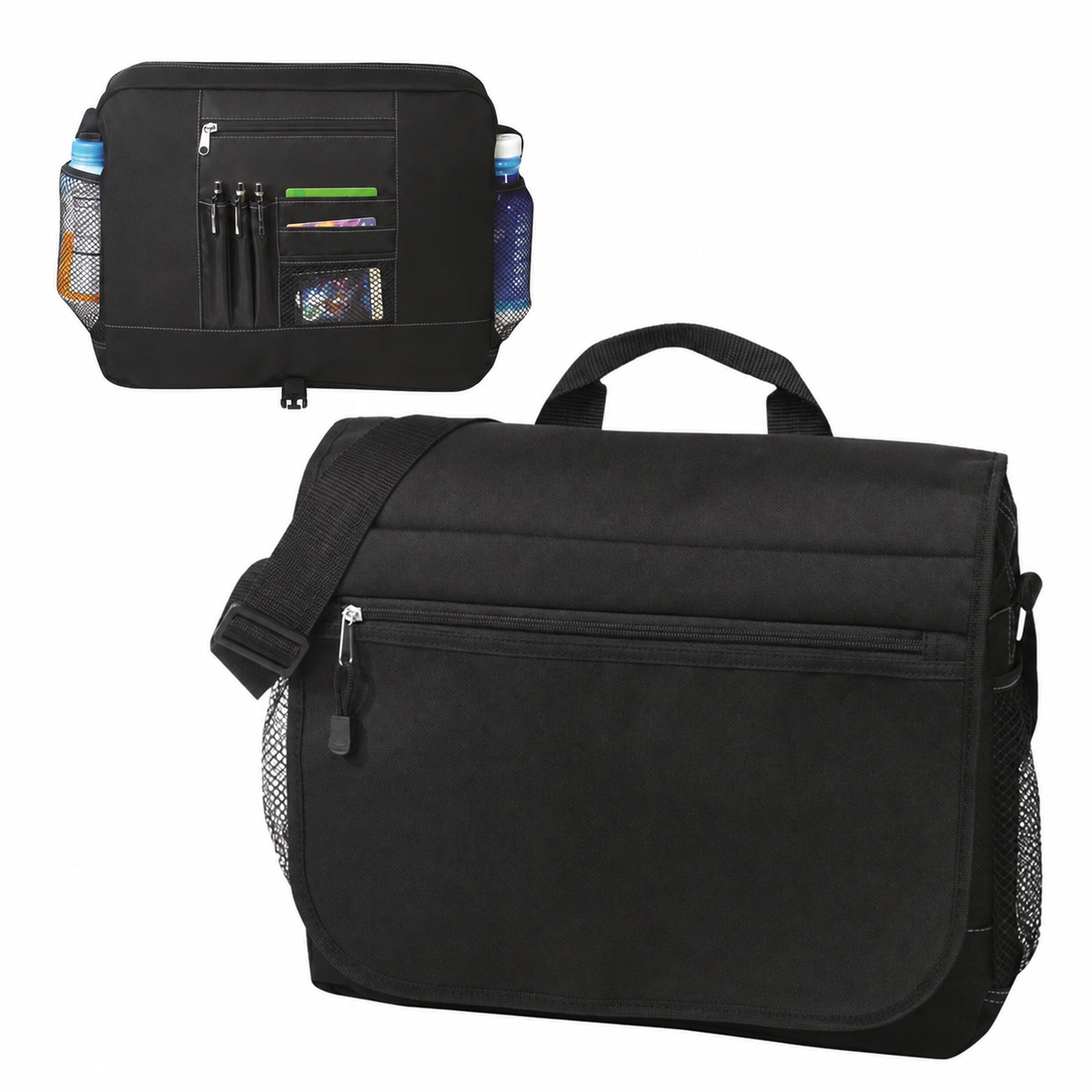 Multi-Pocket Deluxe Poly Messenger Bag