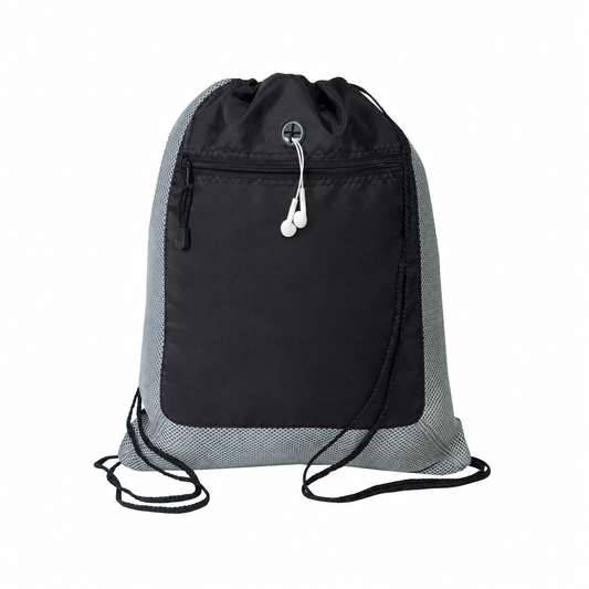 Zippered Poly Drawstring Bag
