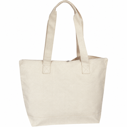 Natural Cotton Canvas Zippered Boat Tote Bag